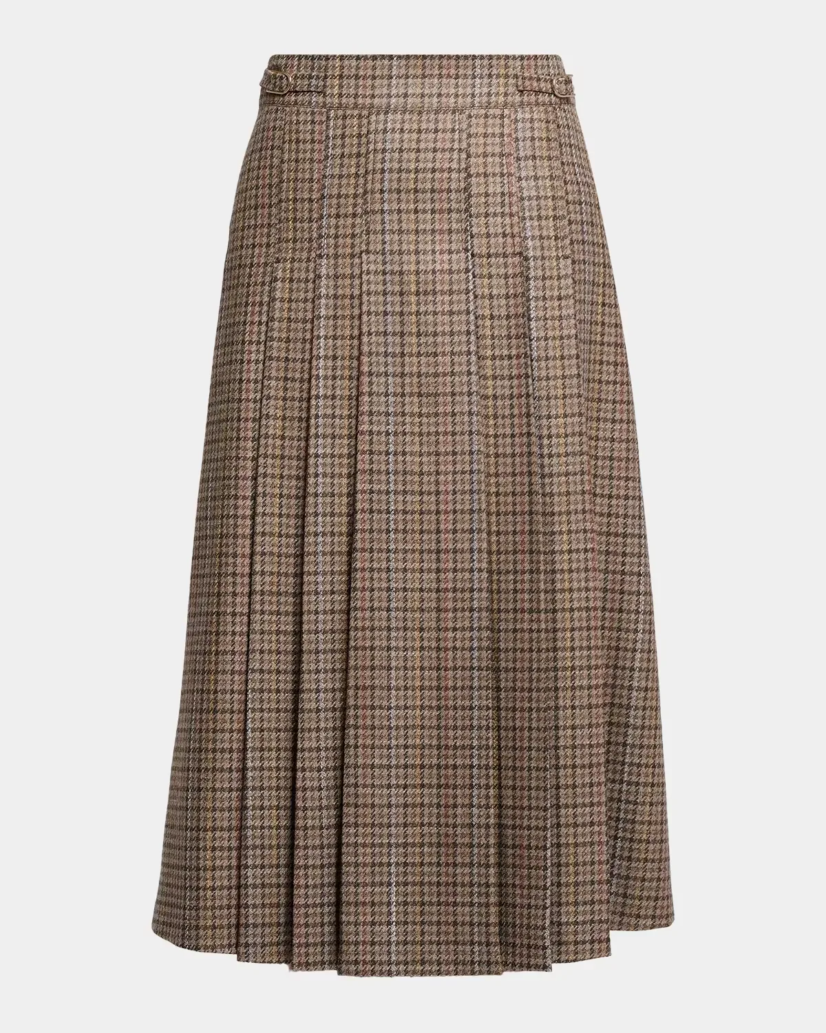 Wesley Houndstooth Pleated Midi Skirt by Gabriela Hearst