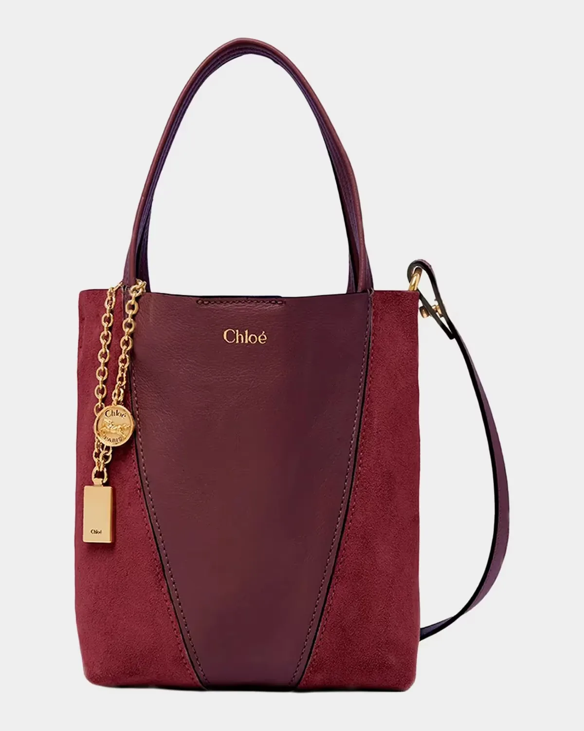 Spin Small Leather & Suede Tote Bag by Chloé