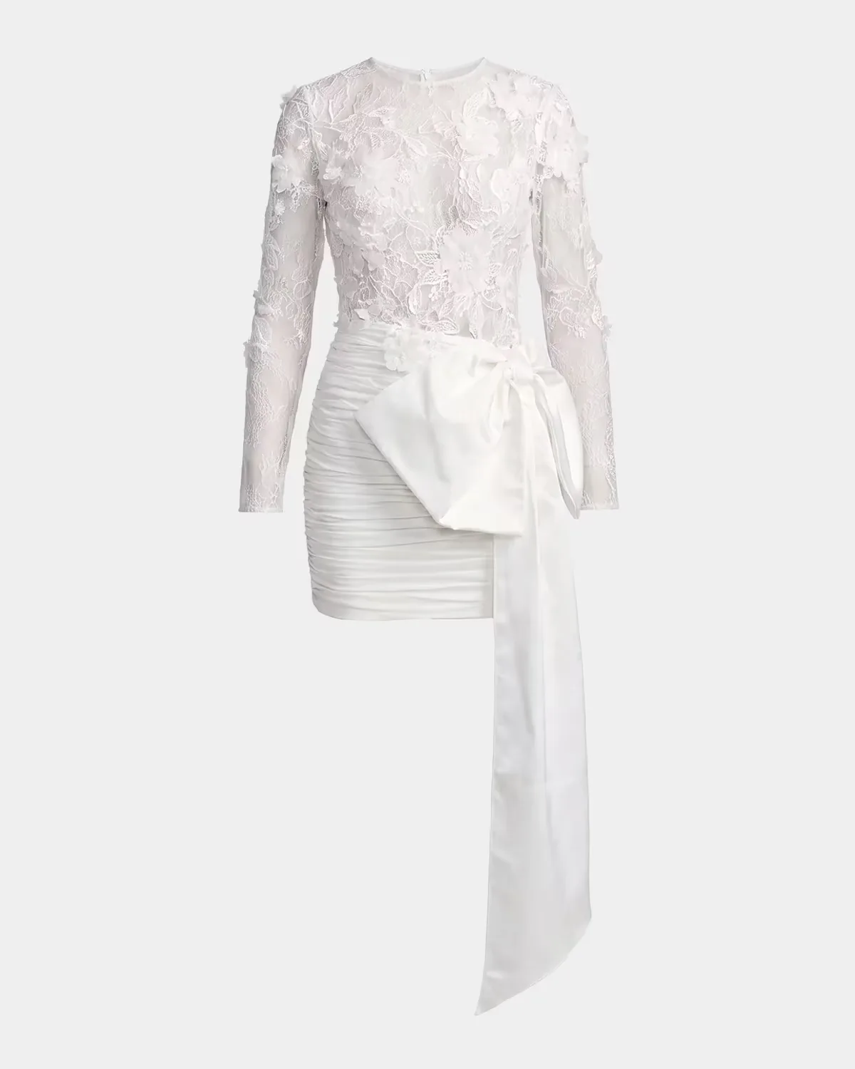 Sheer Lace Bow-Waist Mini Dress by M.A.C.