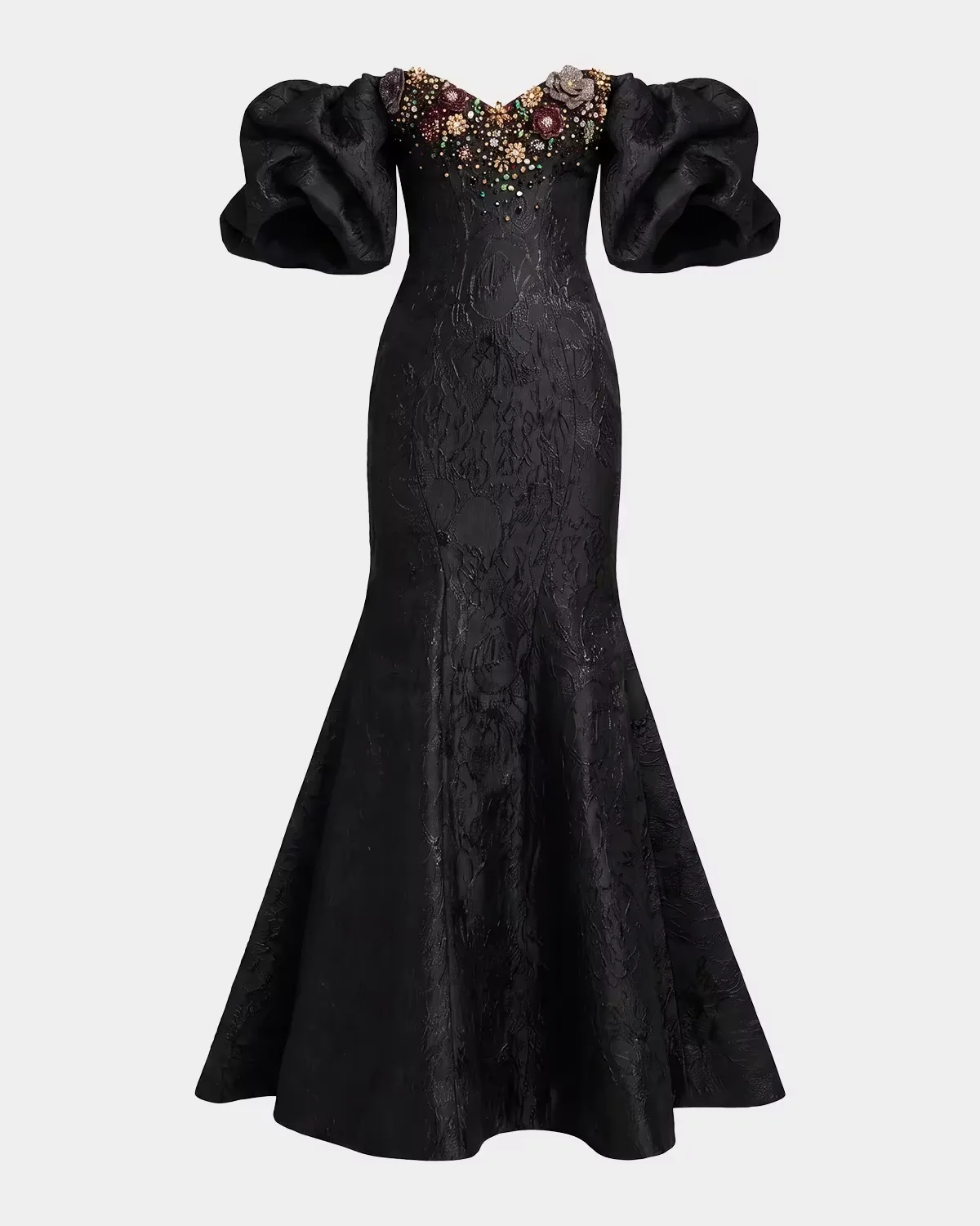 Beaded Brocade Mermaid Gown by M.A.C.