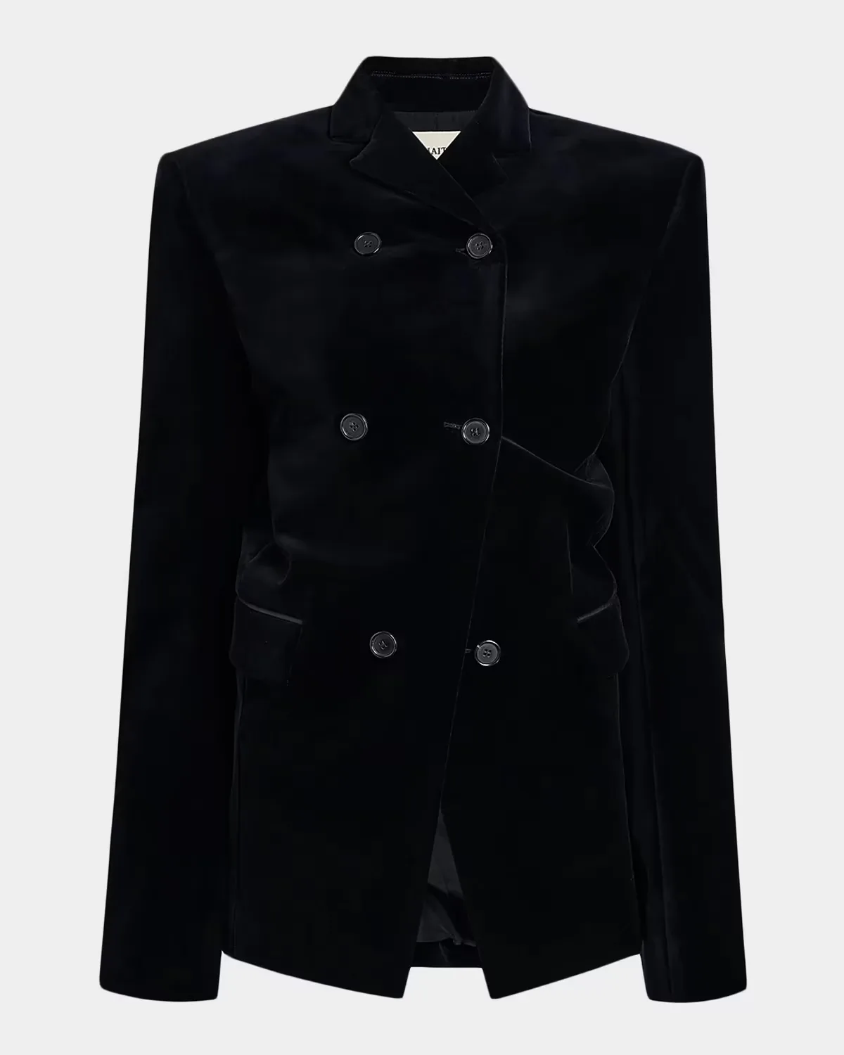 Rolo Stretch-Velvet Double-Breasted Jacket by Khaite