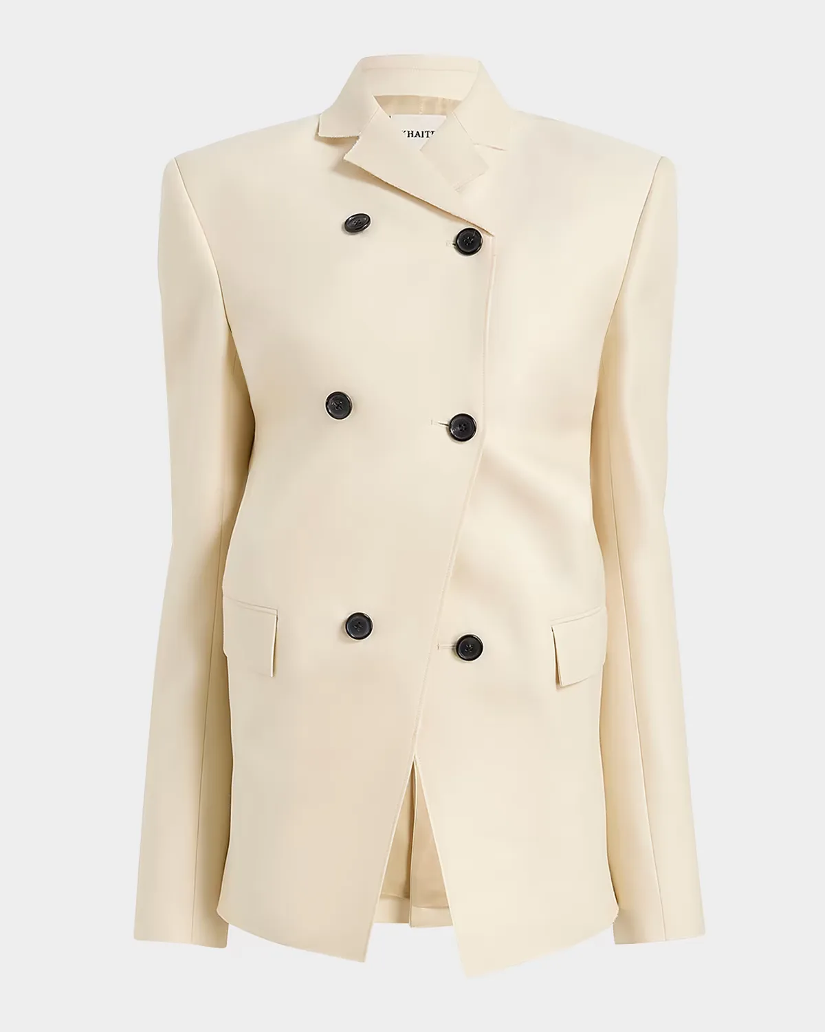 Rolo Wool-Silk Double-Breasted Jacket by Khaite