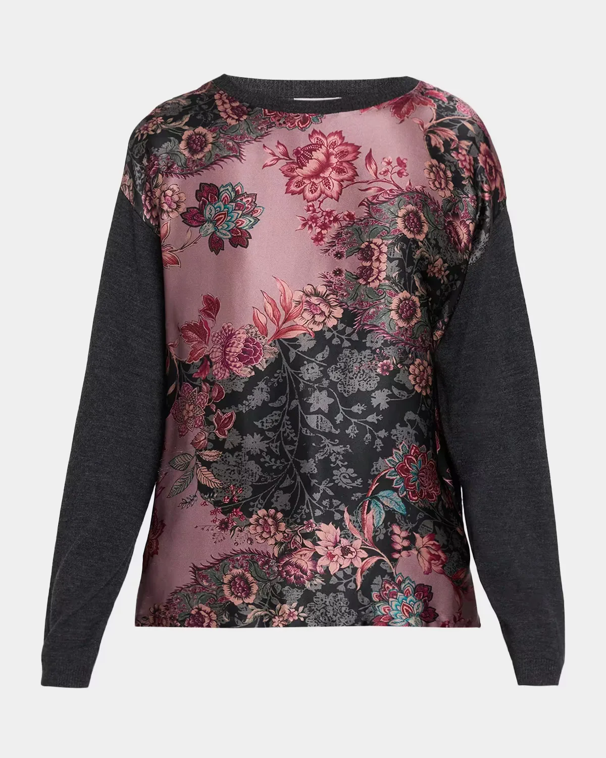 Floral-Print Crewneck Knit Top by Johnny Was