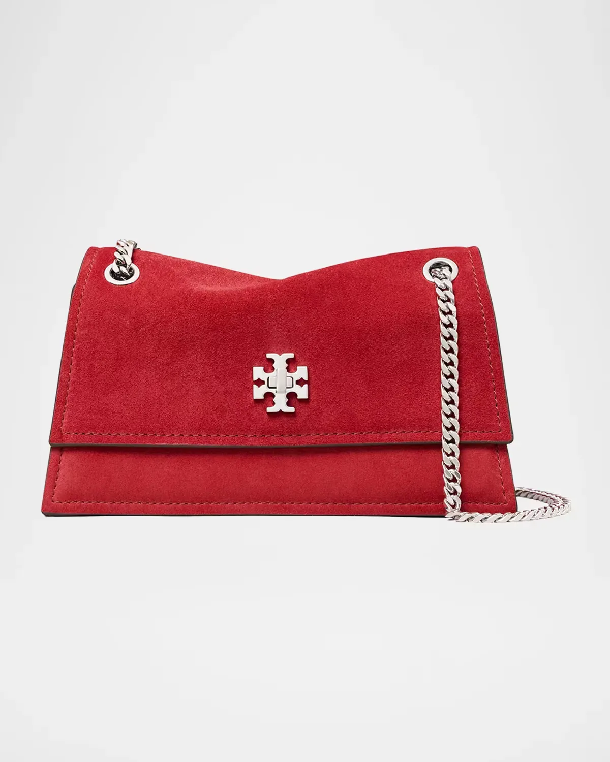 Kira Turnlock Suede Convertible Shoulder Bag by Tory Burch