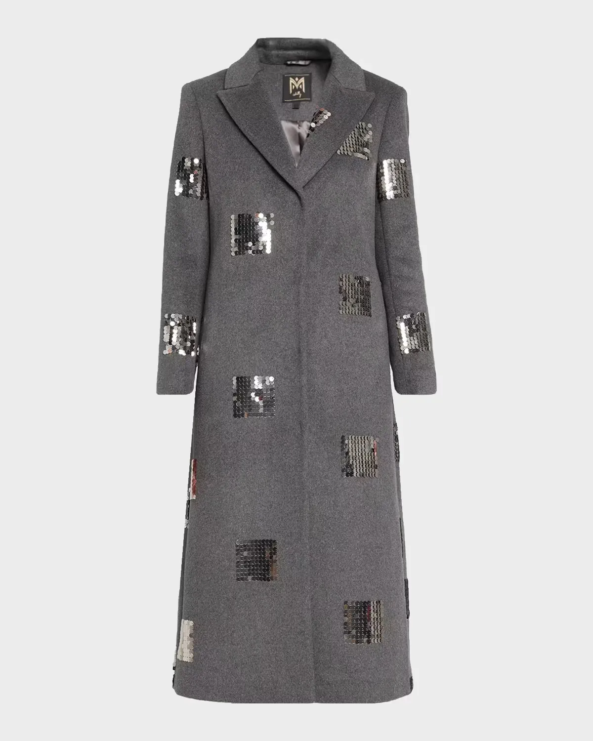 Wanda Sequin Peak-Lapel Coat by Milly