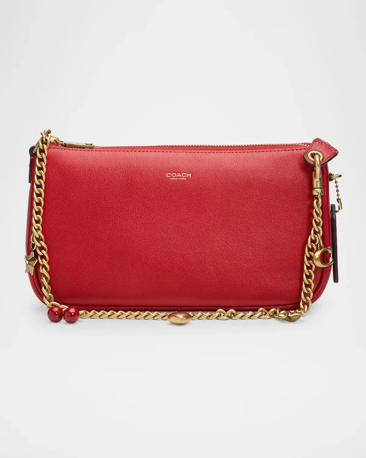 Plaza Leather Shoulder Bag with Charm Chain by Coach