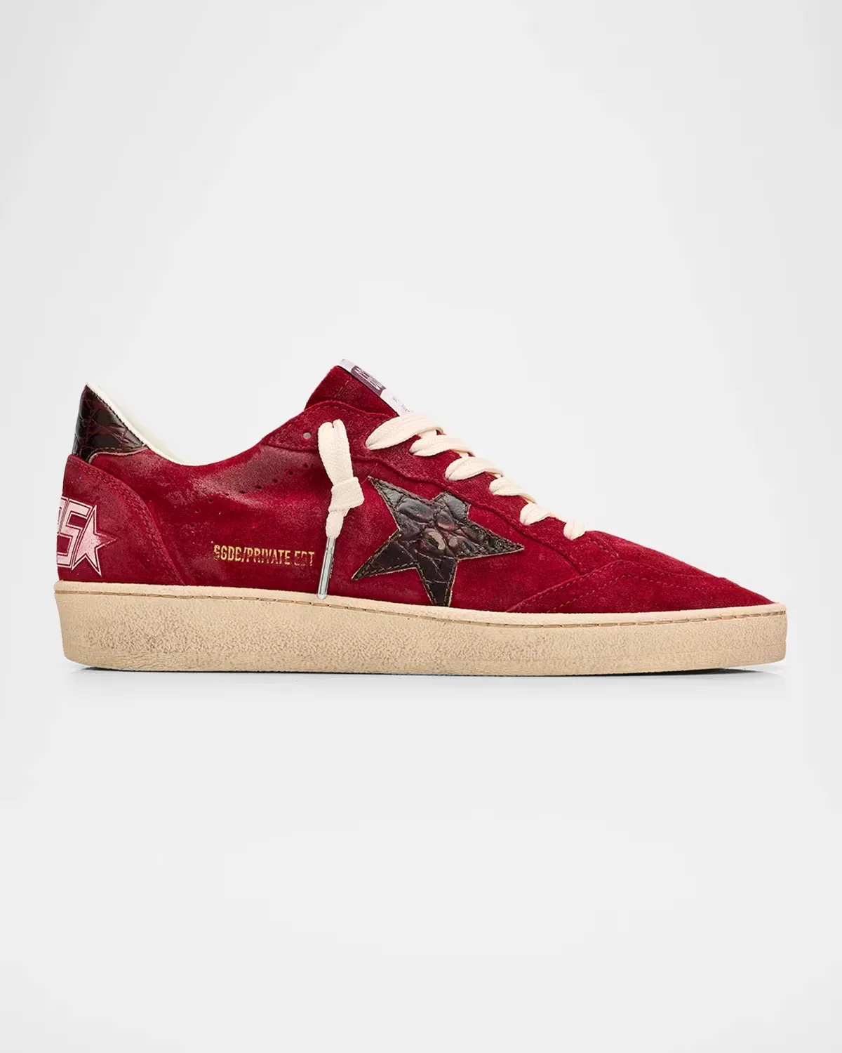 Ball Star Suede Croc-Embossed Low-Top Sneakers by Golden Goose