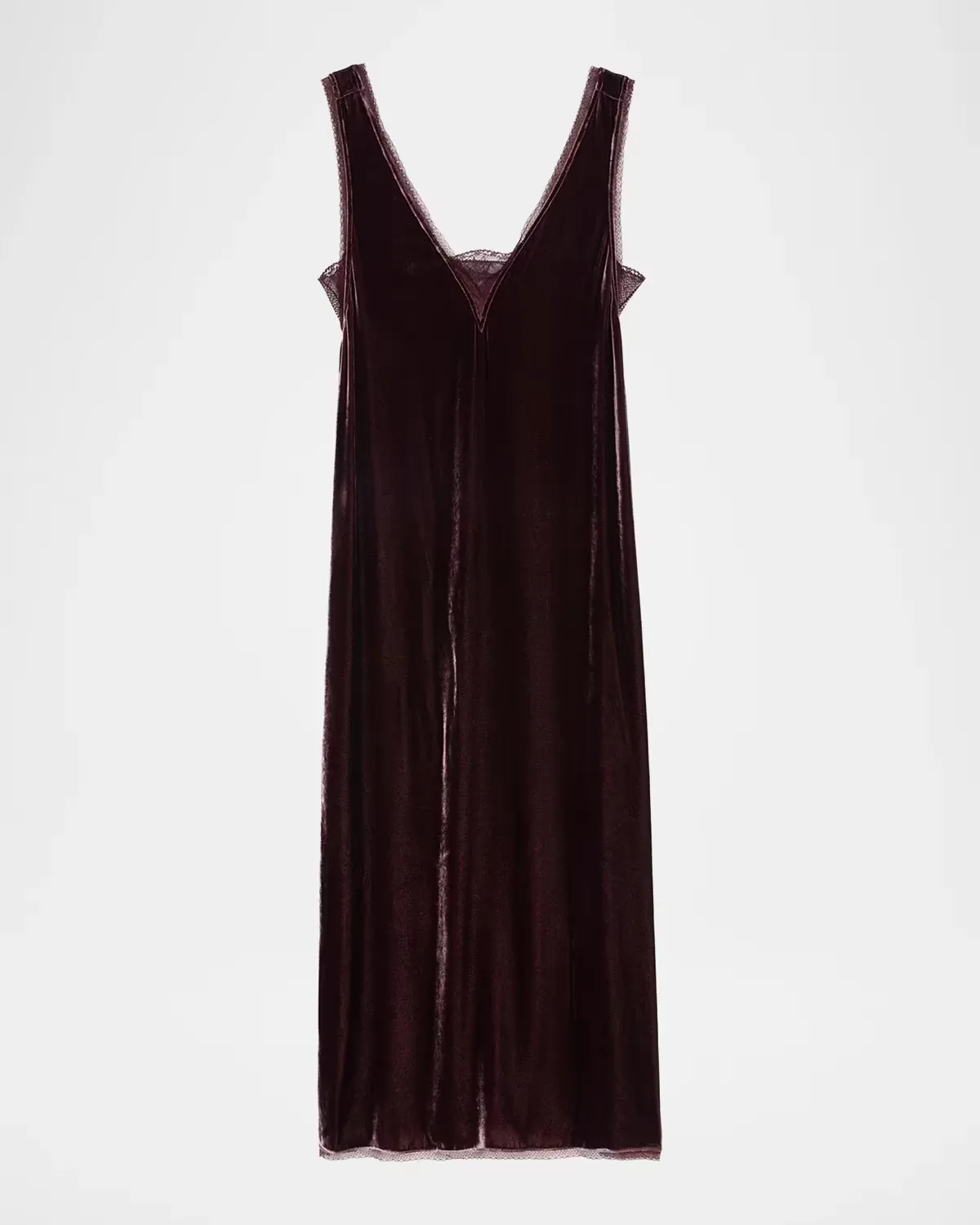 Renzo Velvet Lace-Trimmed Midi-Slipdress by Zadig & Voltaire
