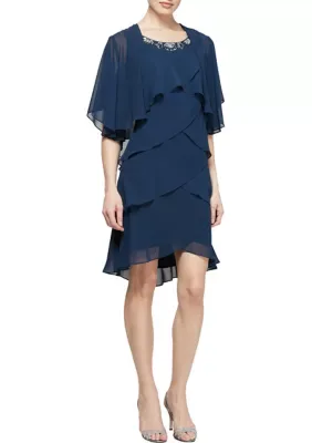 Chiffon Tier Jacket Dress by Sl Fashions
