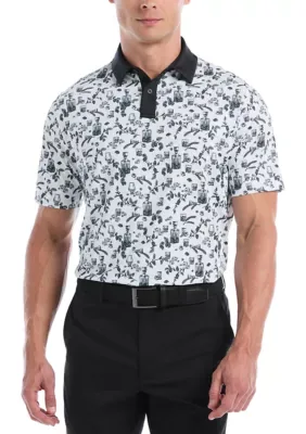 Whiskey Toile Print Short Sleeve Golf Polo Shirt by Callaway