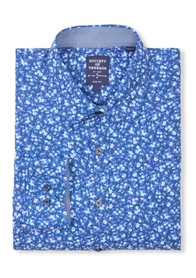 Slim Fit Floral Print Dress Shirt by Society of Threads