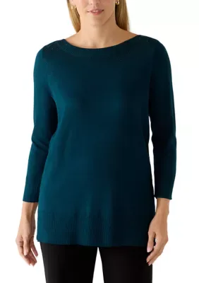 Long Sleeve Boat Neck Tunic Sweater