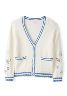 Long Sleeve Varsity Embroidered Cardigan by CeCe