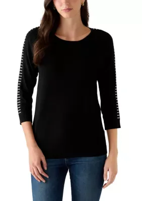 Stripe Accent Sleeve Sweater by Zac & Rachel