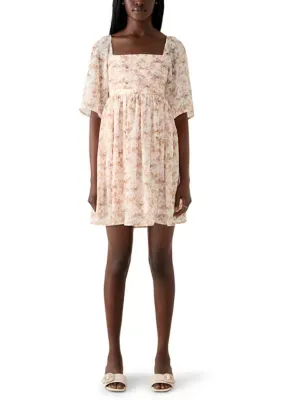 Eliza Square Neck Short Floral Dress by Wallflower