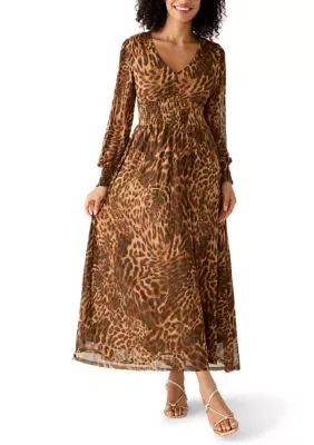 Golden Touch Long Sleeve V-Neck Maxi Dress by Harlow & Rose