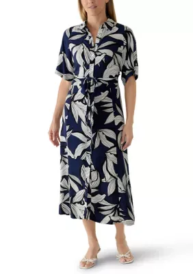 Woven Tie Belt Shirt Dress by Caribbean Joe