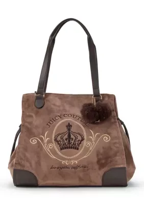 Velour Crown Logo Tote by Juicy Couture