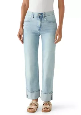 Polished Casual Straight Leg Cuff Jeans by Curve Appeal