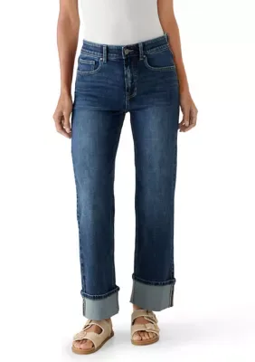 Polished Casual Straight Leg Cuff Jeans
