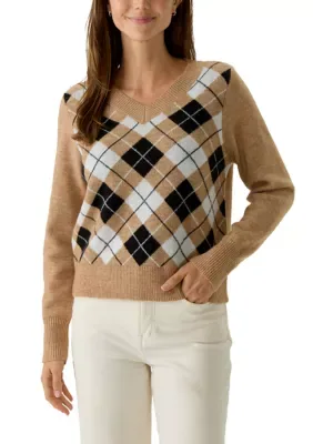 Argyle V-Neck Sweater by Rafaella