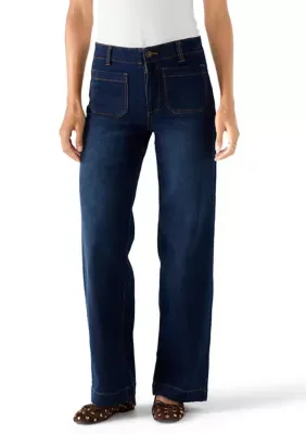 Wide Leg Patch Pocket Jeans by Curve Appeal