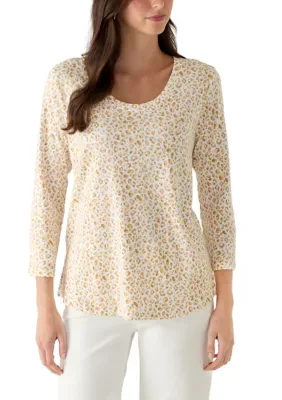 Ashby Isles 3/4 Sleeve Animal Print V-Neck T-Shirt