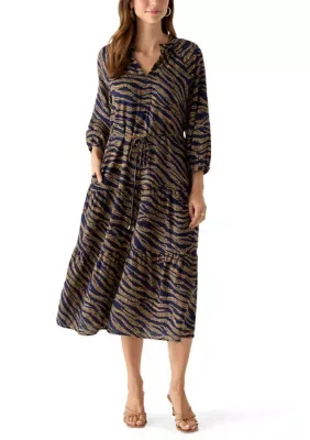 Zebra Bay 3/4 Sleeve Midi Dress by Tommy Bahama