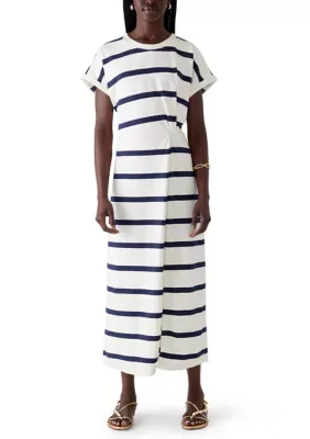 Agua Isle Short Sleeve Striped Midi Dress by Tommy Bahama