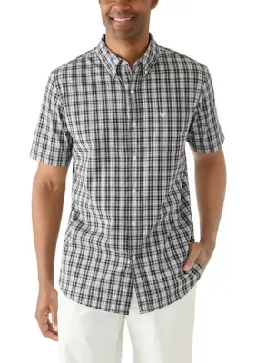 Short Sleeve Stretch Plaid Button-Up Shirt by Chaps