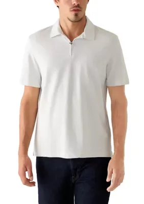Essential Tonal Jacquard Zip Neck Polo Shirt by Van Heusen