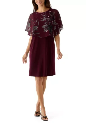 Printed Chiffon Poncho Dress by Connected Apparel