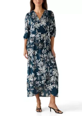Air Flow Print Wrap Dress by Connected Apparel