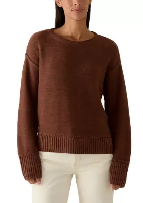 Long Sleeve Solid Crew Neck Sweater by Lucky Brand