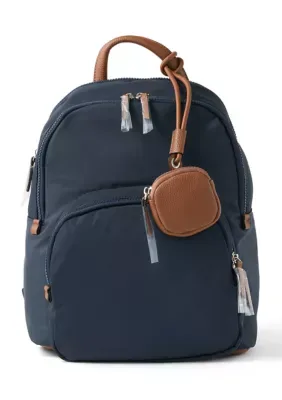 Nylon Backpack with Leather Details and Charm by Seven Days