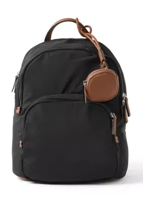 Nylon Backpack with Leather Details and Charm by Seven Days