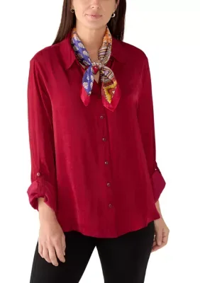 Long Sleeve Button Down Shirt with Scarf by Figueroa & Flower
