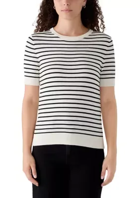 Crew Neck Short Sleeve Striped Sweater by Philosophy