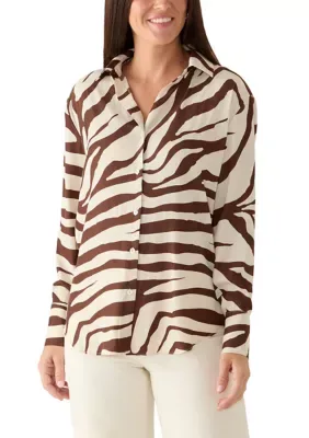 Animal Print Button Down Top by Philosophy