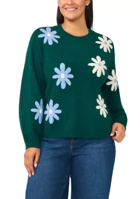 Gift Groovy Floral Crew Neck Sweater by CeCe