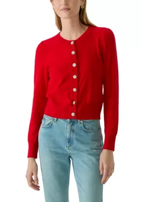 Long Sleeve Button Front Cardigan by CeCe