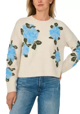 Floral Crew Neck Sweater by CeCe