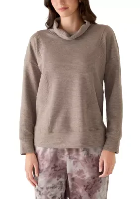Long Sleeve Jacquard Cowl Neck Hoodie by Rbx
