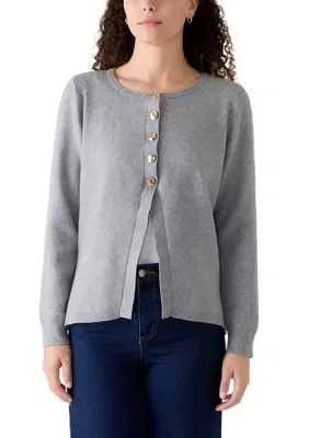 Hasley Split Away Hammered Button Cardigan by Love by Design