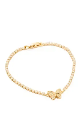 Fine Gold-Plated Cubic Zirconia Butterfly Tennis Bracelet, 8 In by Belk Silverworks