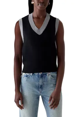 Deep V-Neck Sweater Vest by Love by Design