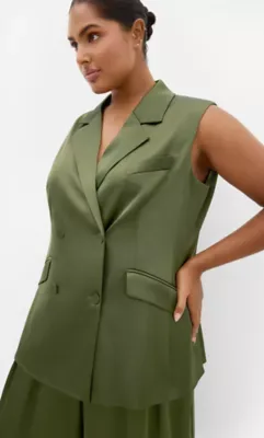 Rylie Satin Vest by City Chic