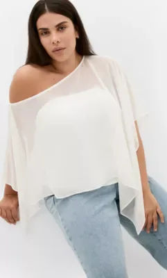 Sheer Chiffon Poncho by City Chic