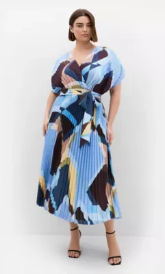 Hailey Geo Abstract Print Pleat Dress by City Chic