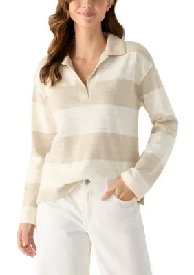 Long Sleeve Pop Over Rigby Polo Top by Velvet Heart